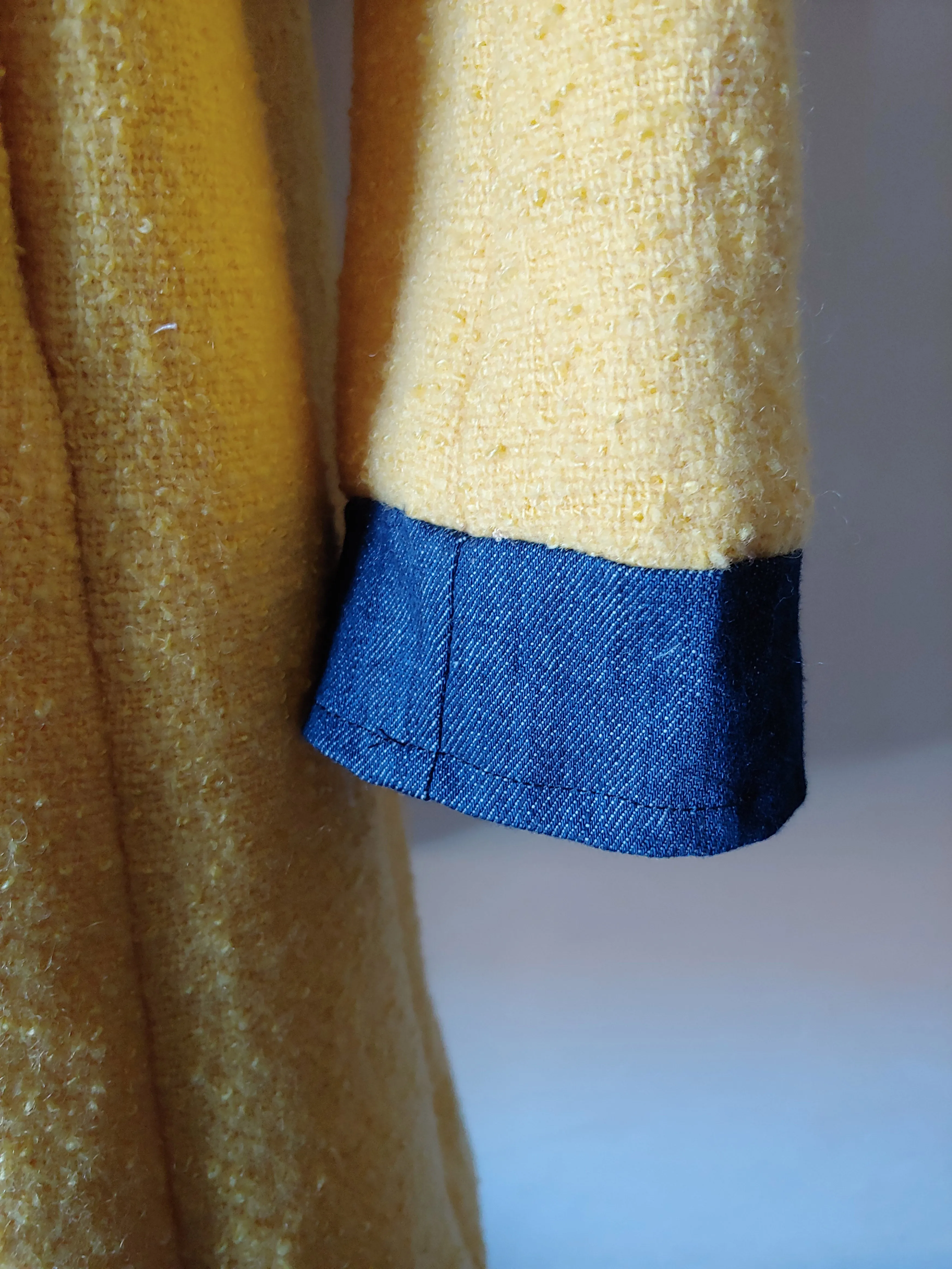 1960s Vintage Yellow Boucle Wool Princess Coat