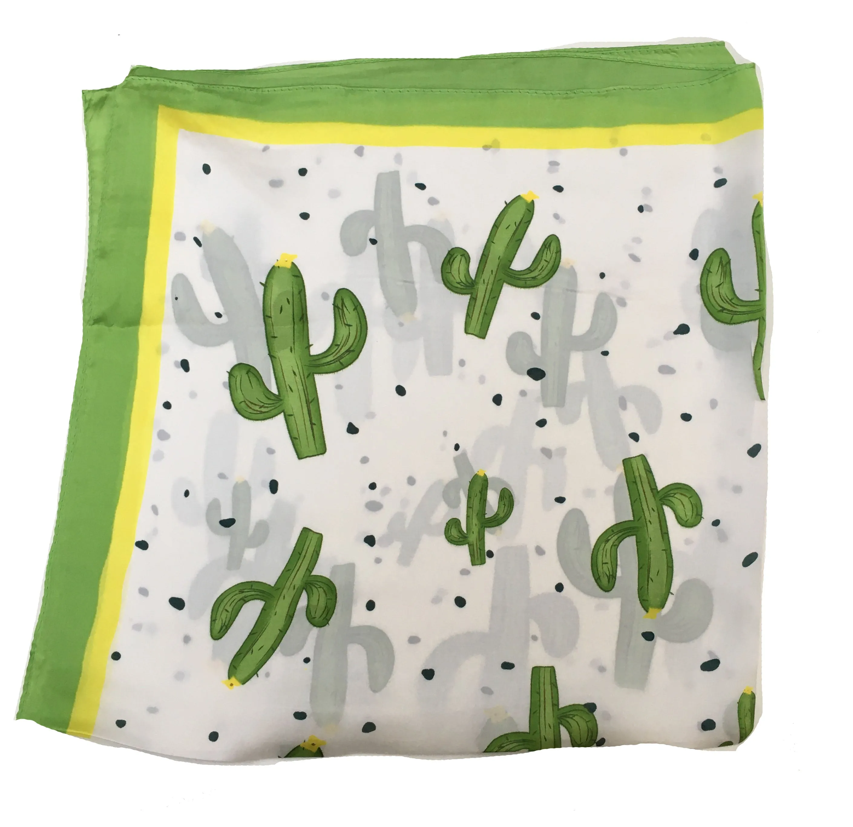 70cm x 70cm Square Scarf Green Cactus Scarf Thin Silky Womens Summer Spring