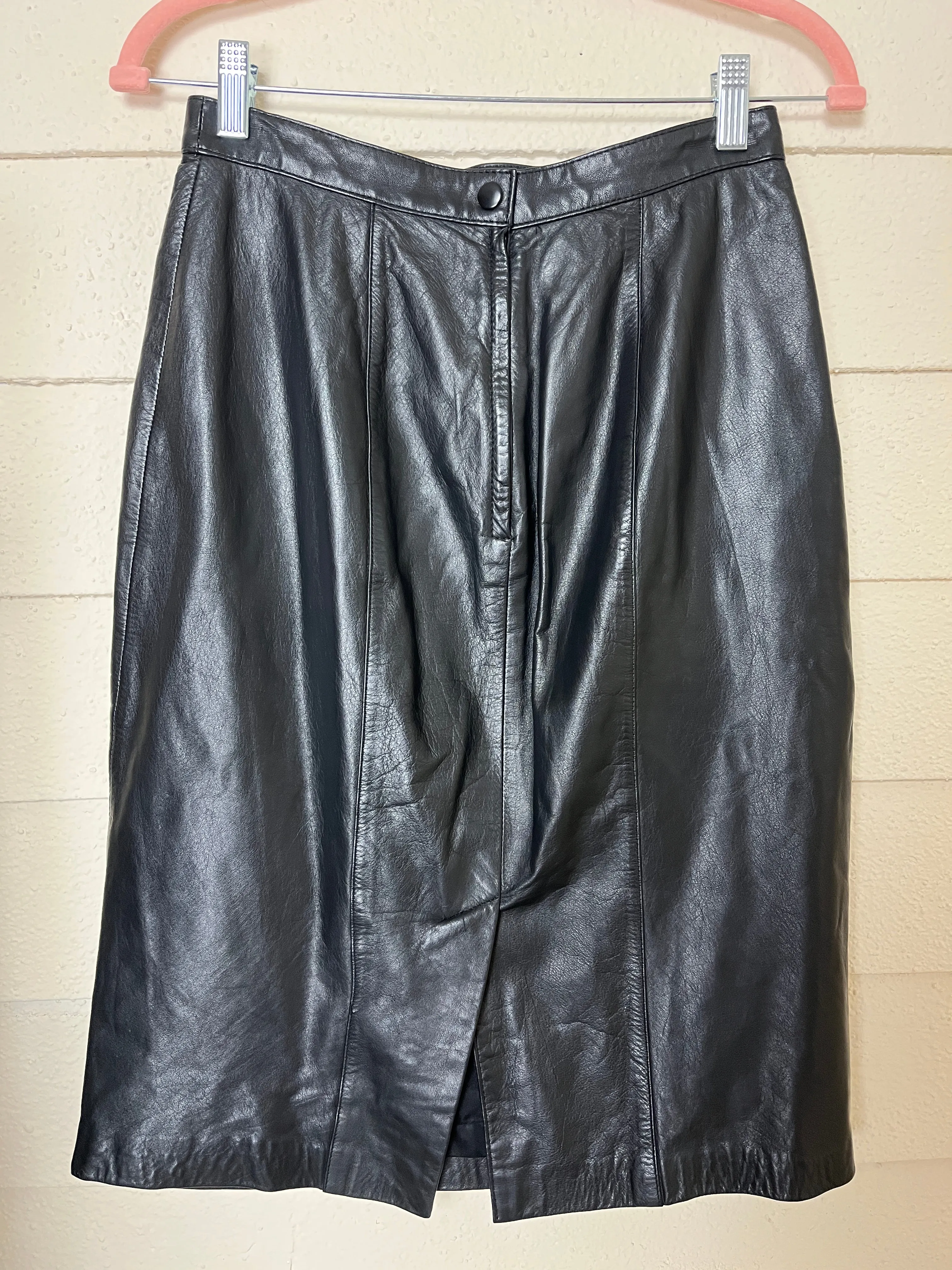 80s BLACK LEATHER SKIRT
