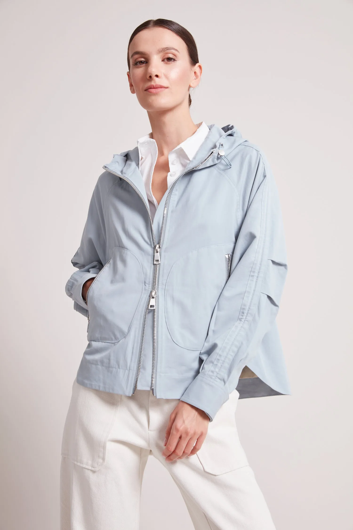 'Adroit Atelier' Talia Hooded Raglan Jacket