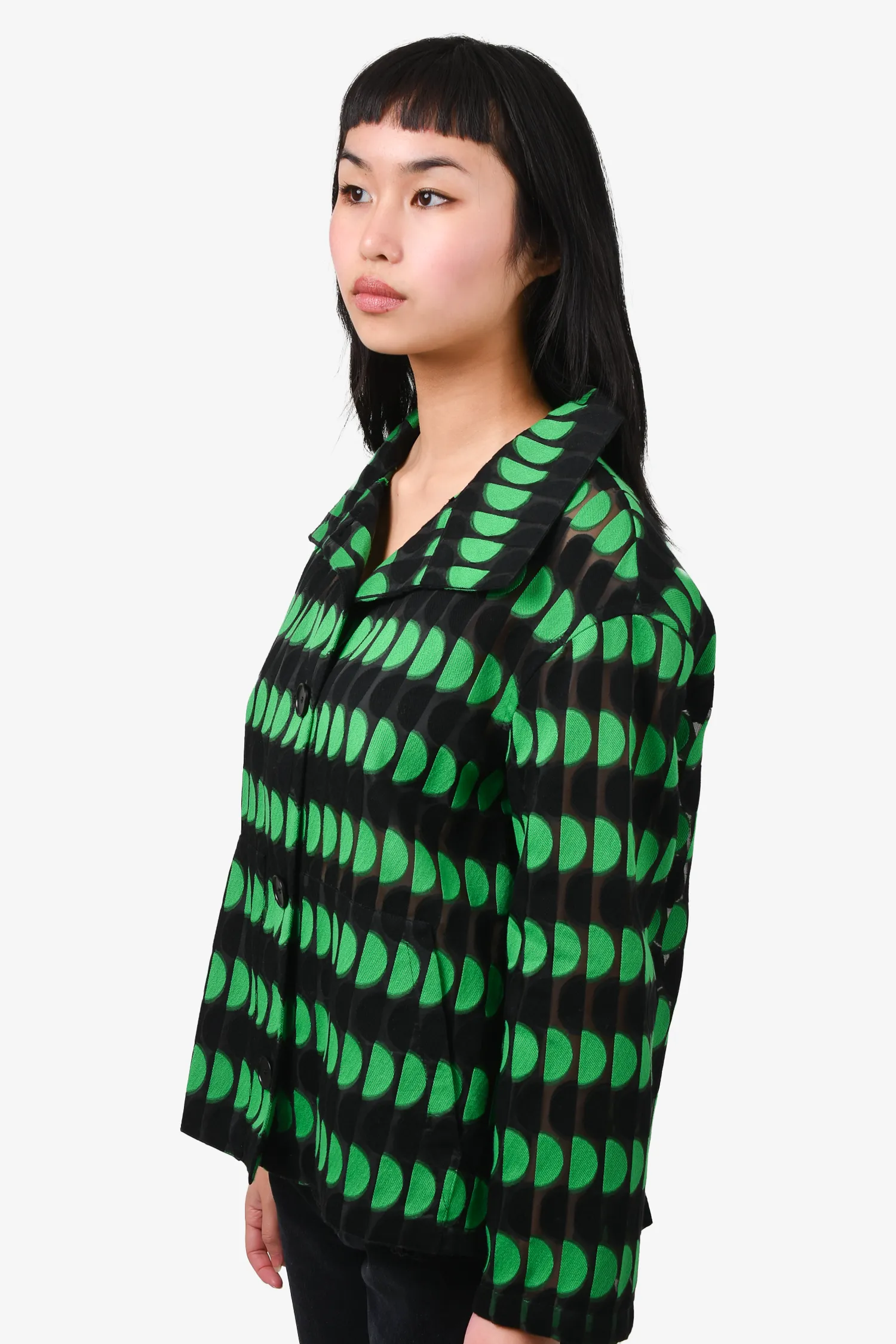 Akris Black/Green Sheer Shirt Jacket Estimated Est. Size S