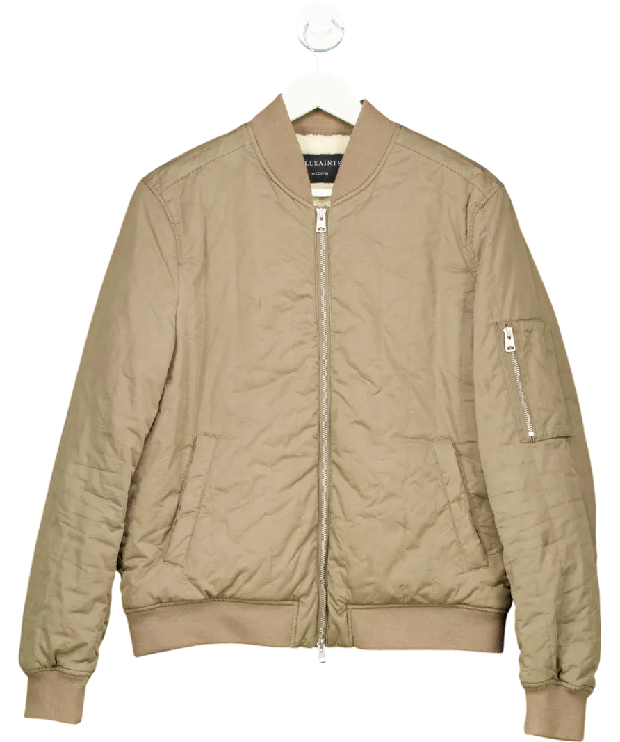 AllSaints Beige Drake Bomber Jacket UK M