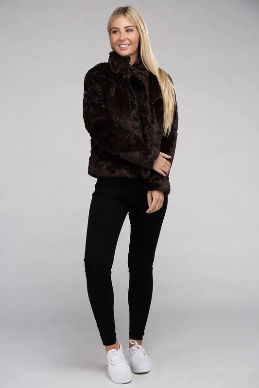 Ambiance Apparel Junior Fluffy Zip-Up Sweater Jacket