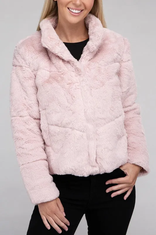 Ambiance Apparel Junior Fluffy Zip-Up Sweater Jacket