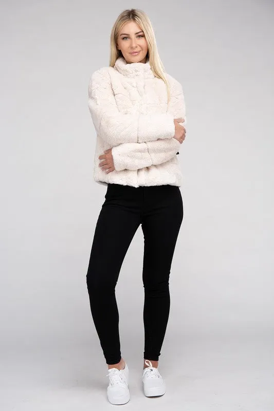 Ambiance Apparel Junior Fluffy Zip-Up Sweater Jacket