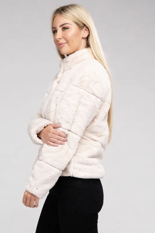 Ambiance Apparel Junior Fluffy Zip-Up Sweater Jacket