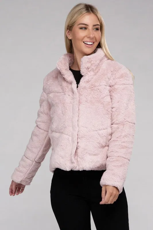 Ambiance Apparel Junior Fluffy Zip-Up Sweater Jacket