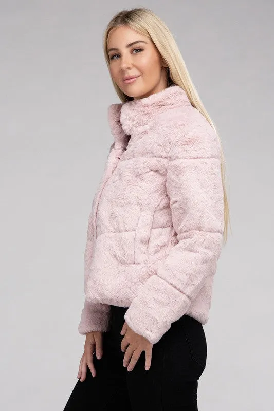 Ambiance Apparel Junior Fluffy Zip-Up Sweater Jacket