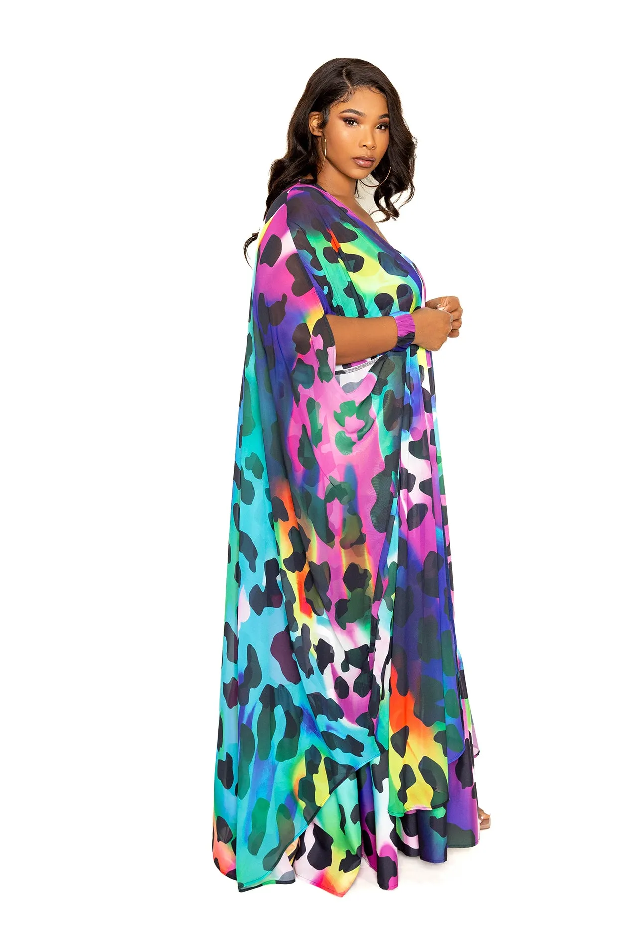 Animal Print Robe with Wrist Band