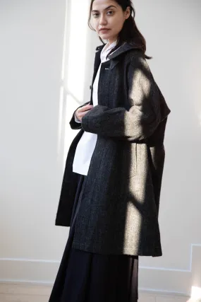 Arts & Science | Balmacaan in Wool Linen Milled Herringbone in Gray