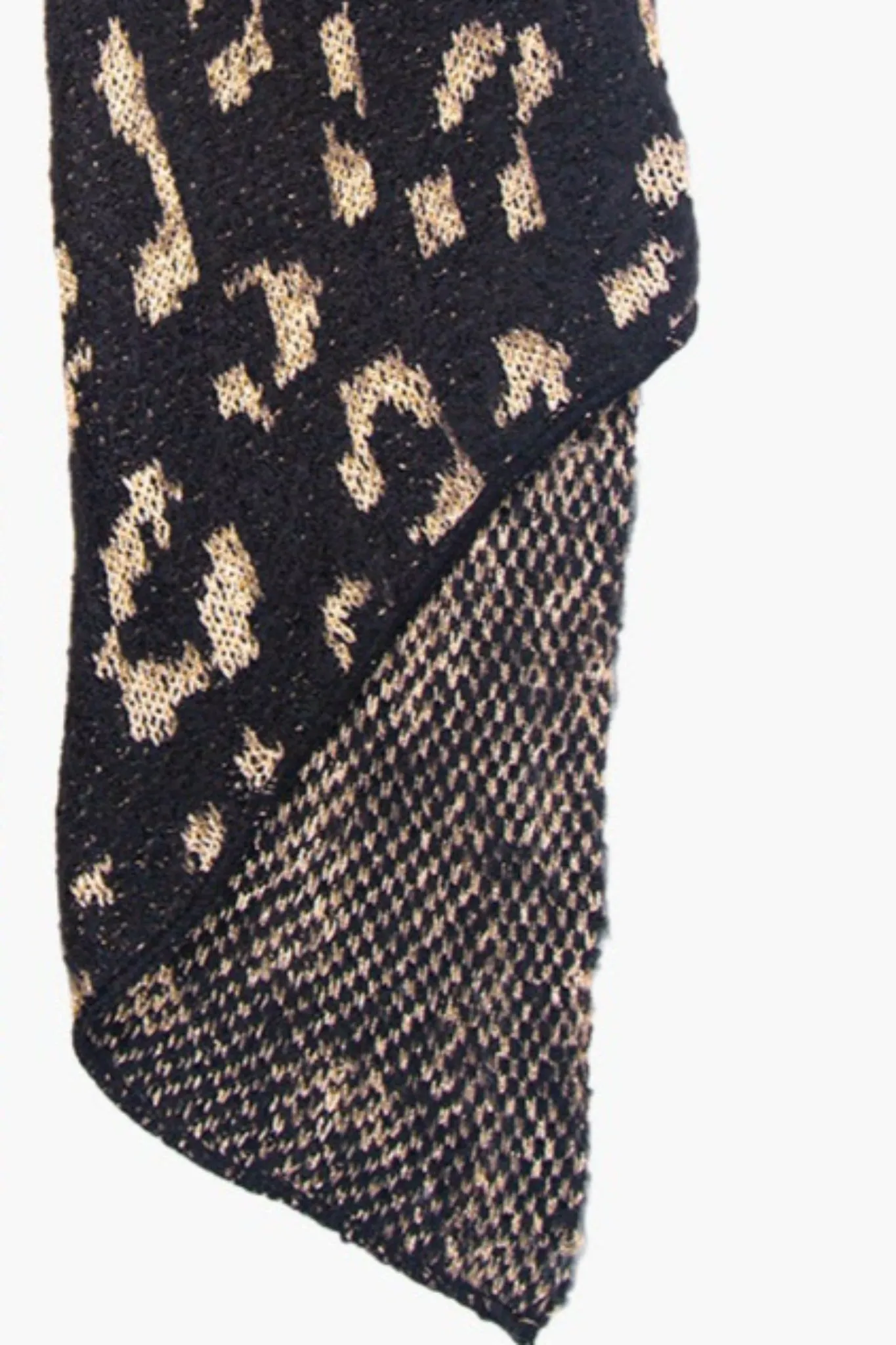 Asymmetric Leopard Print Heavyweight Scarf-Black