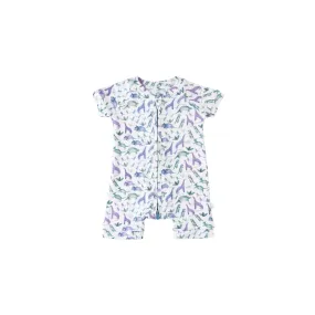 Baby Short-Sleeve Bamboo Romper - Dino Blue