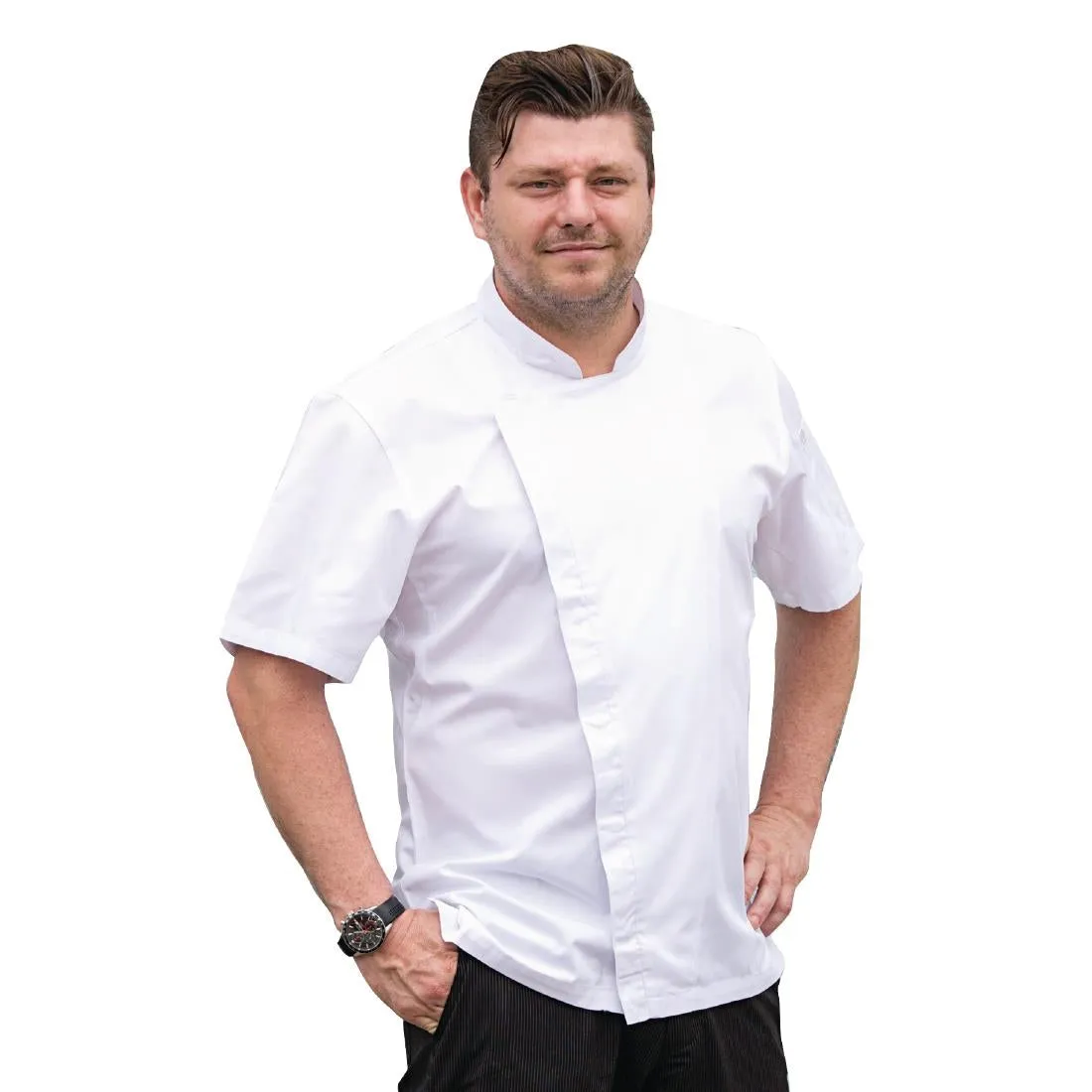 BB669-L Chef Works Cannes Short Sleeve Chefs Jacket Size L