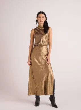 Bella Dahl Side Slit Bias Maxi Skirt - Gold Metallic