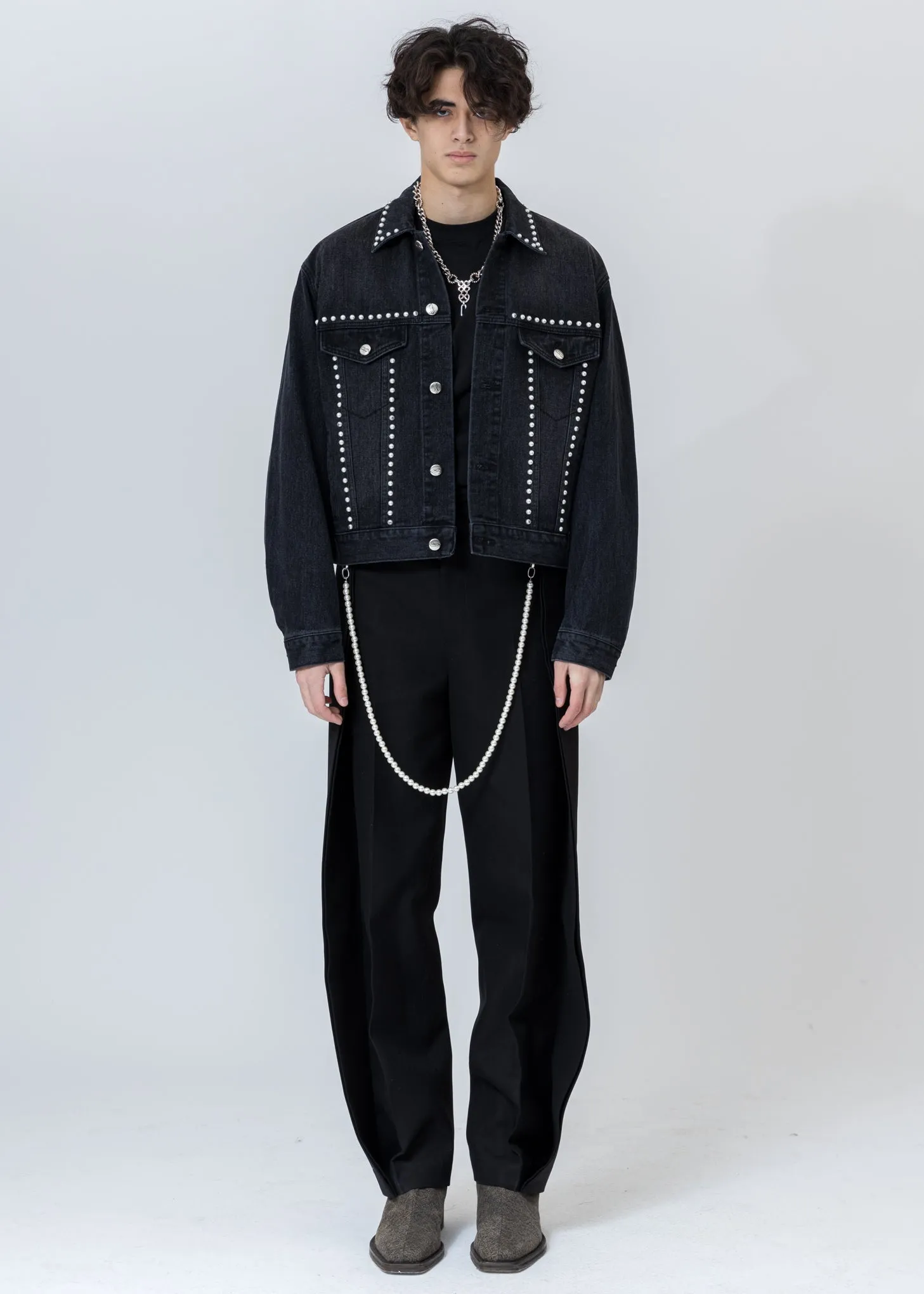 Black Pearl Lining Denim Jacket