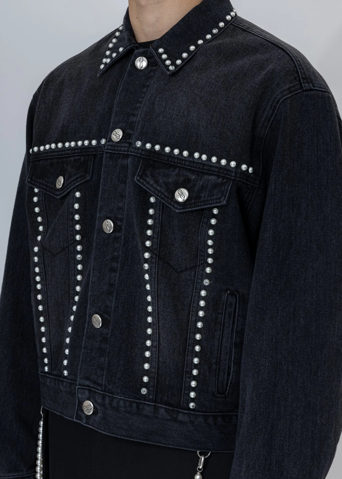 Black Pearl Lining Denim Jacket