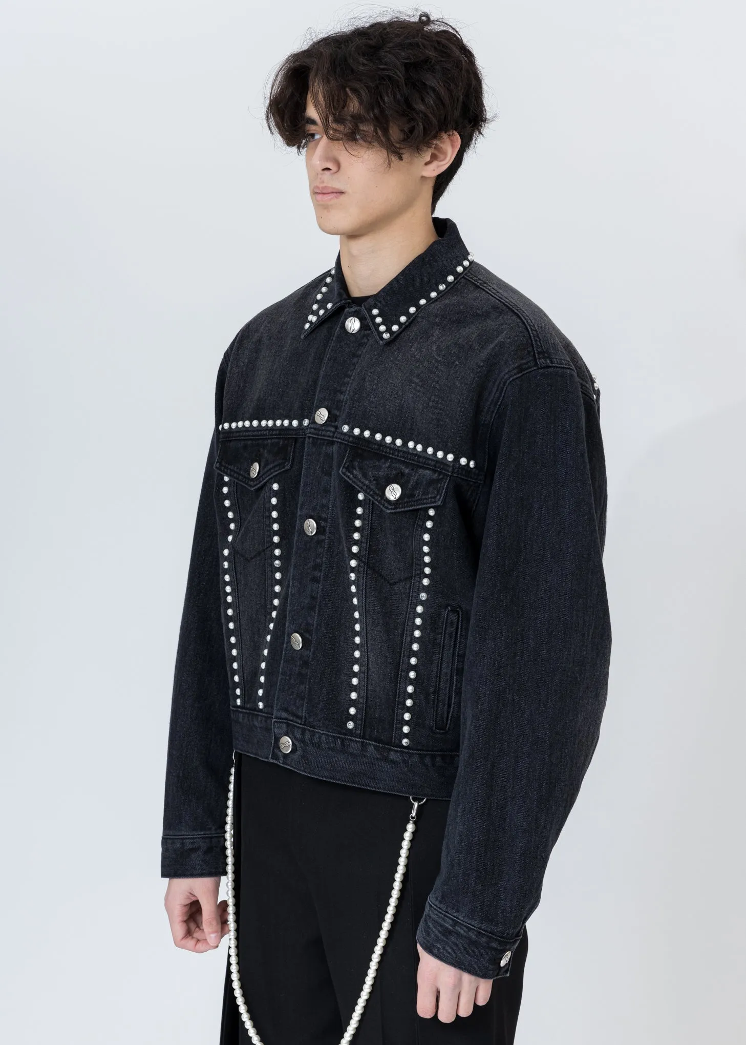 Black Pearl Lining Denim Jacket