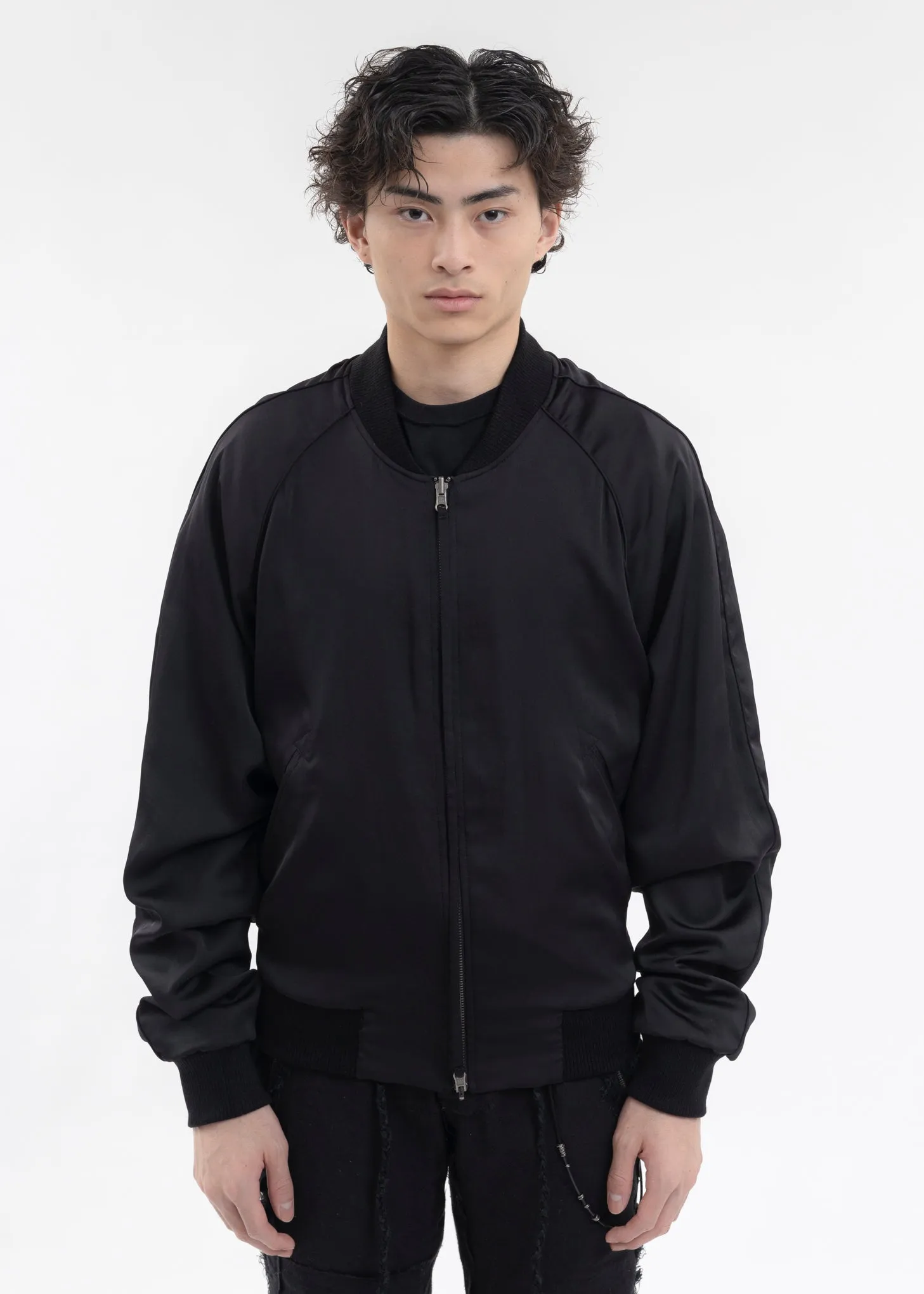 BLACK REVERSIBLE BOMBER JACKET