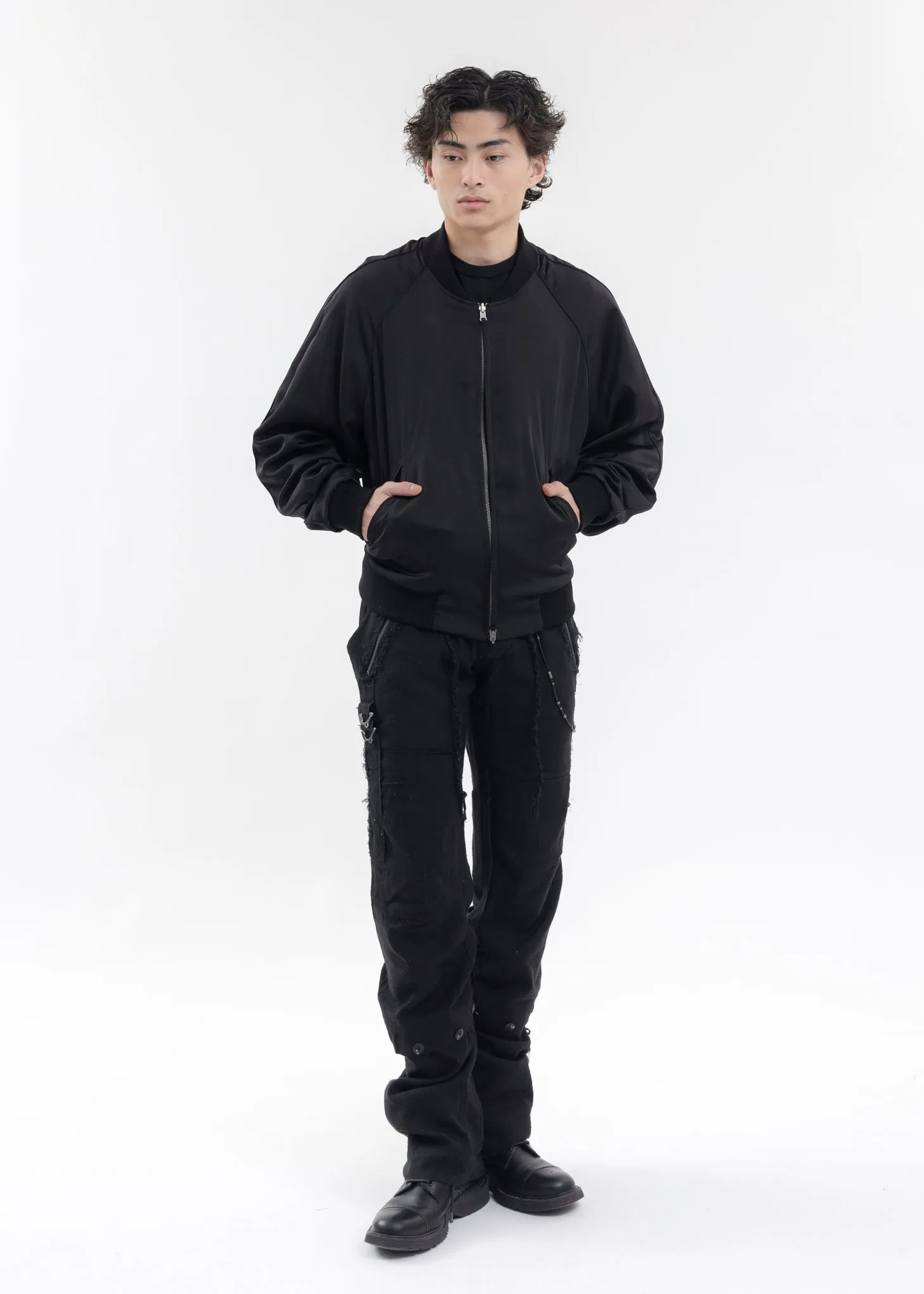 BLACK REVERSIBLE BOMBER JACKET