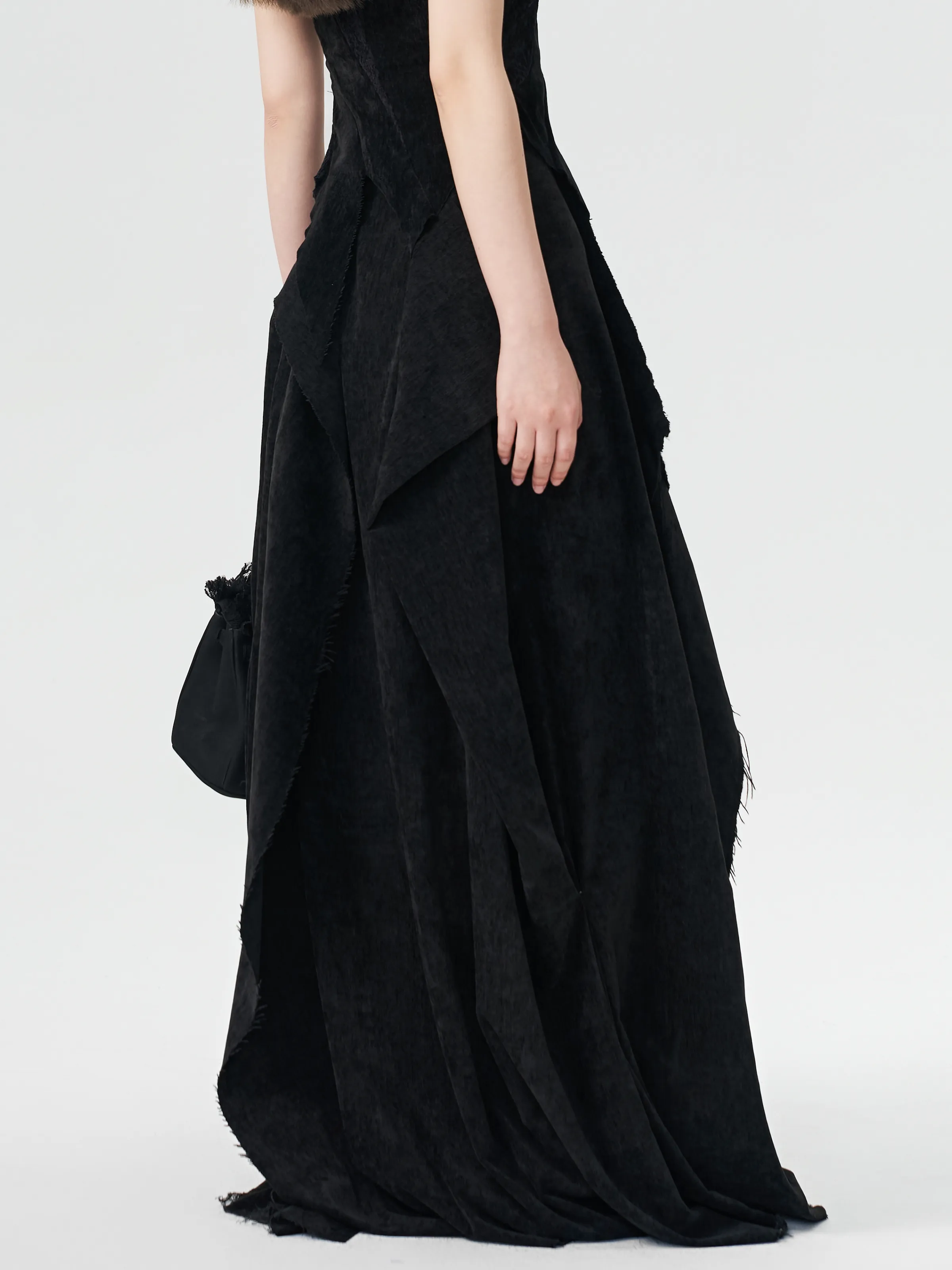 Black Velvet Lace Maxi Skirt