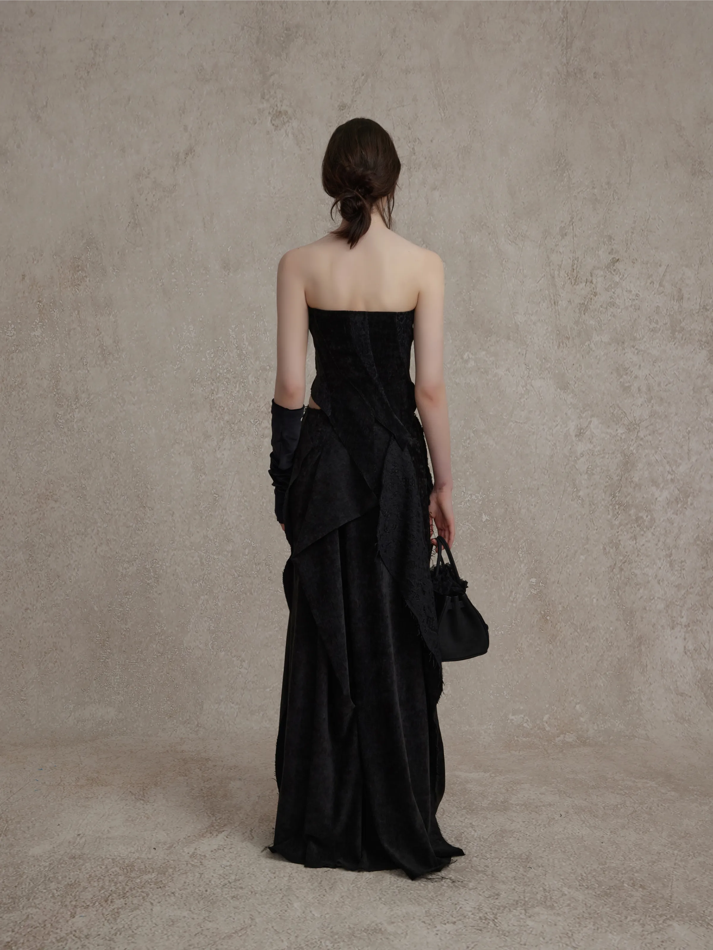 Black Velvet Lace Maxi Skirt