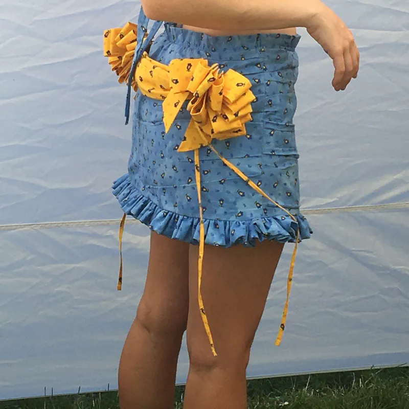 Blue and Yellow Multi Loop Gift Bow Skirt Surprise