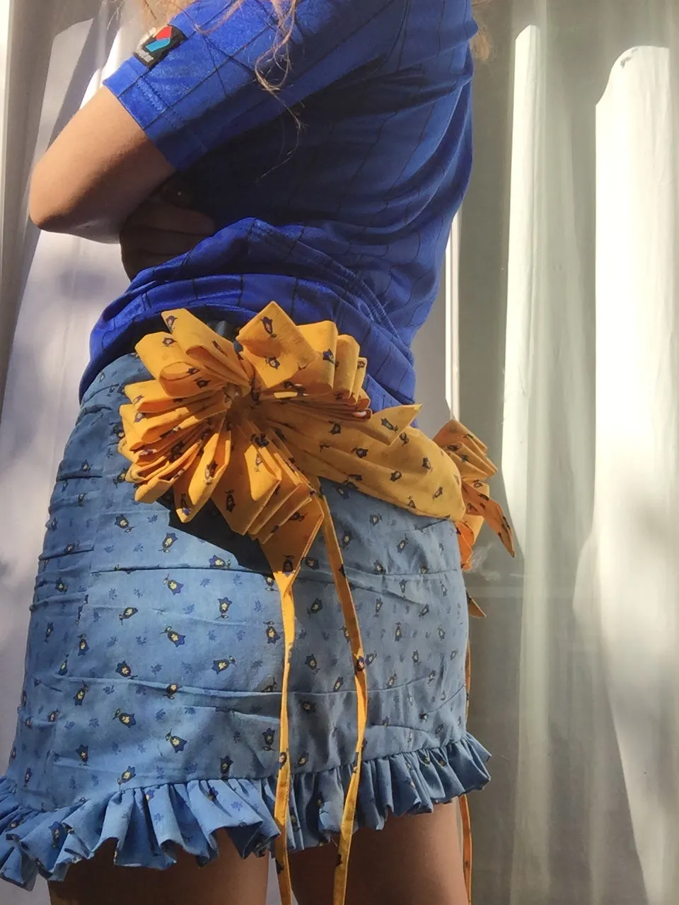 Blue and Yellow Multi Loop Gift Bow Skirt Surprise