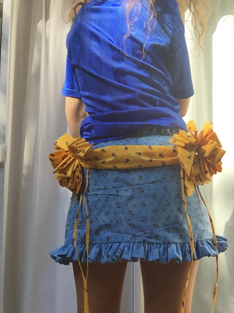 Blue and Yellow Multi Loop Gift Bow Skirt Surprise