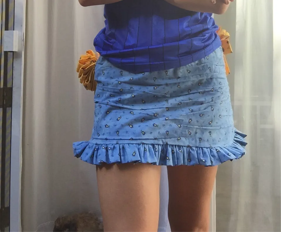 Blue and Yellow Multi Loop Gift Bow Skirt Surprise