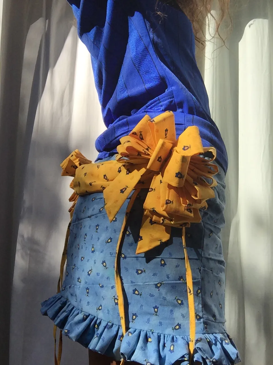 Blue and Yellow Multi Loop Gift Bow Skirt Surprise