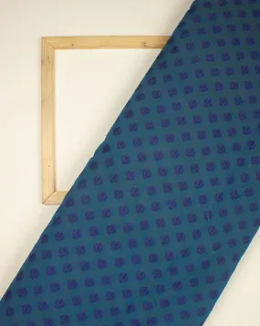 Blue Booti Pattern Zari Border Jacquard Chanderi Fabric