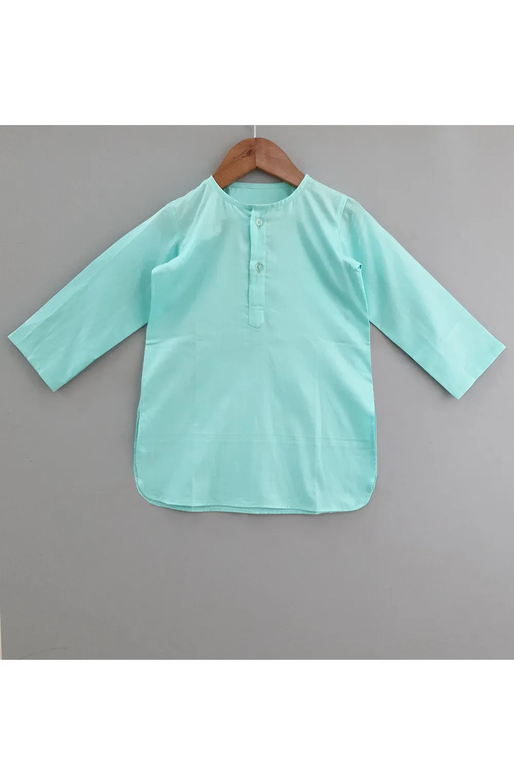Blue mirror work jacket and kurta with pyjama