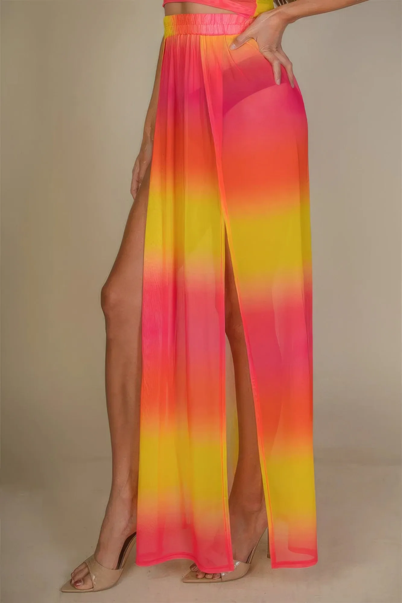 Blue Zone Planet |  High Split Mesh Sheer Maxi Skirt