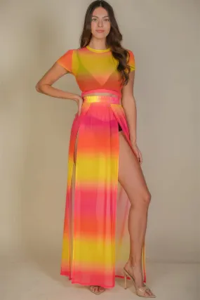Blue Zone Planet |  High Split Mesh Sheer Maxi Skirt