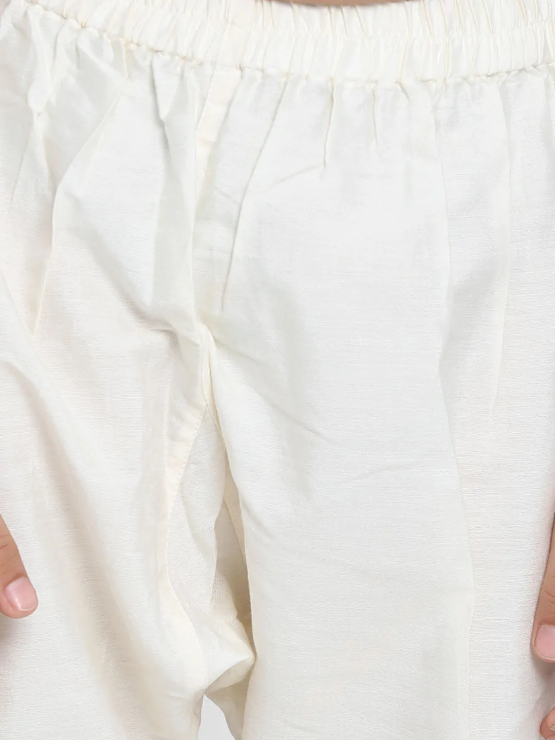 Boy's Blue And Cream Jacket, Kurta And Pyjama Set - Vastramay Boys