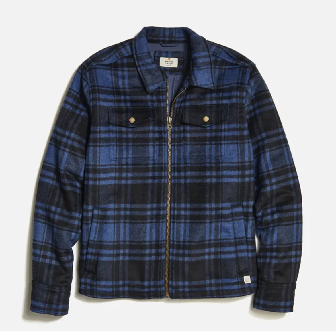 Brushed Wool Zip Jacket - Blue/Black