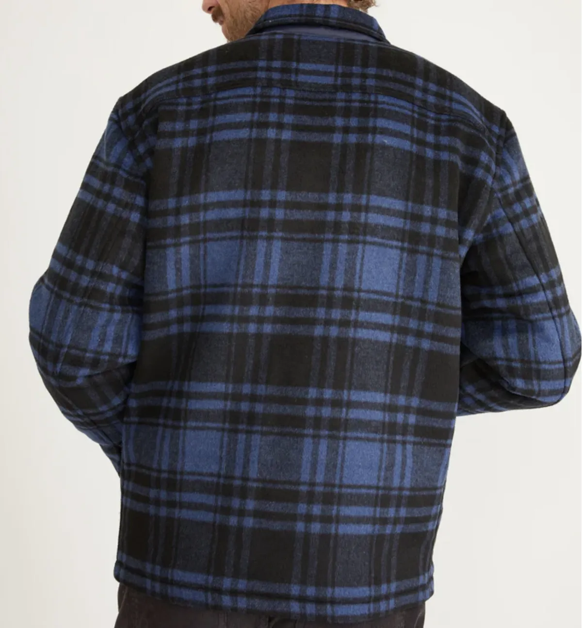 Brushed Wool Zip Jacket - Blue/Black