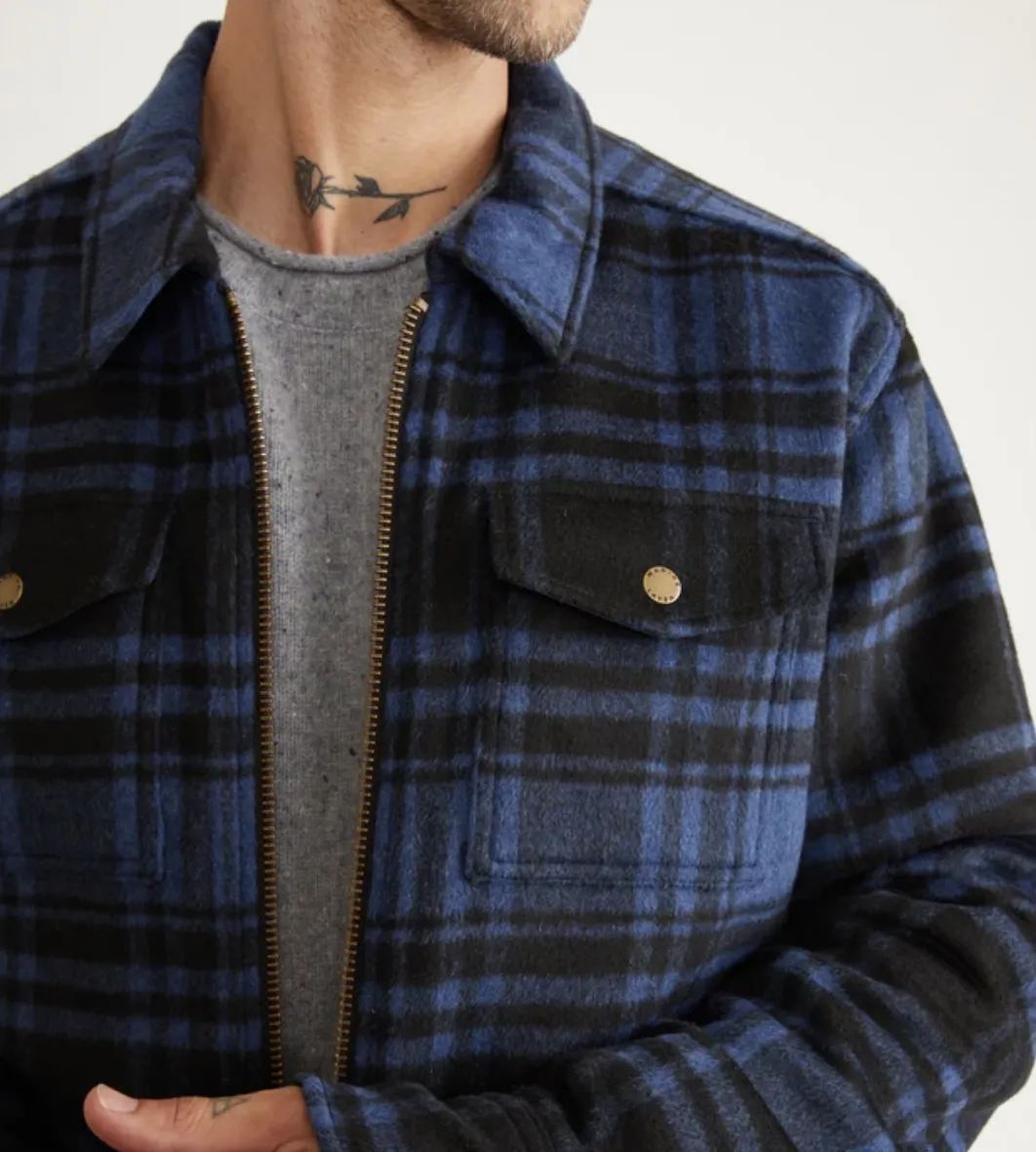 Brushed Wool Zip Jacket - Blue/Black