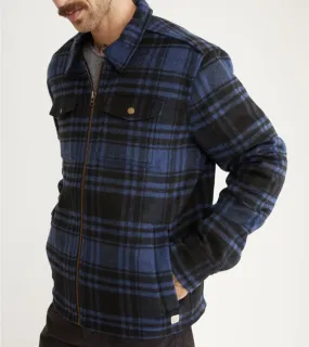 Brushed Wool Zip Jacket - Blue/Black