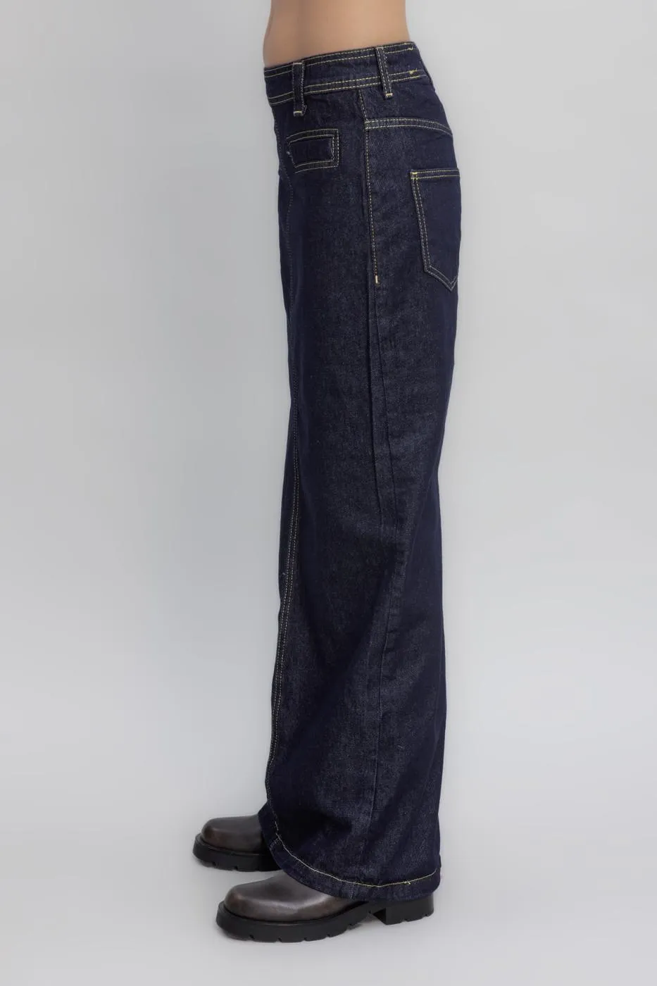 BSL Women Contrast Stitch Detalied Maxi Denim Skirt - Slobozia