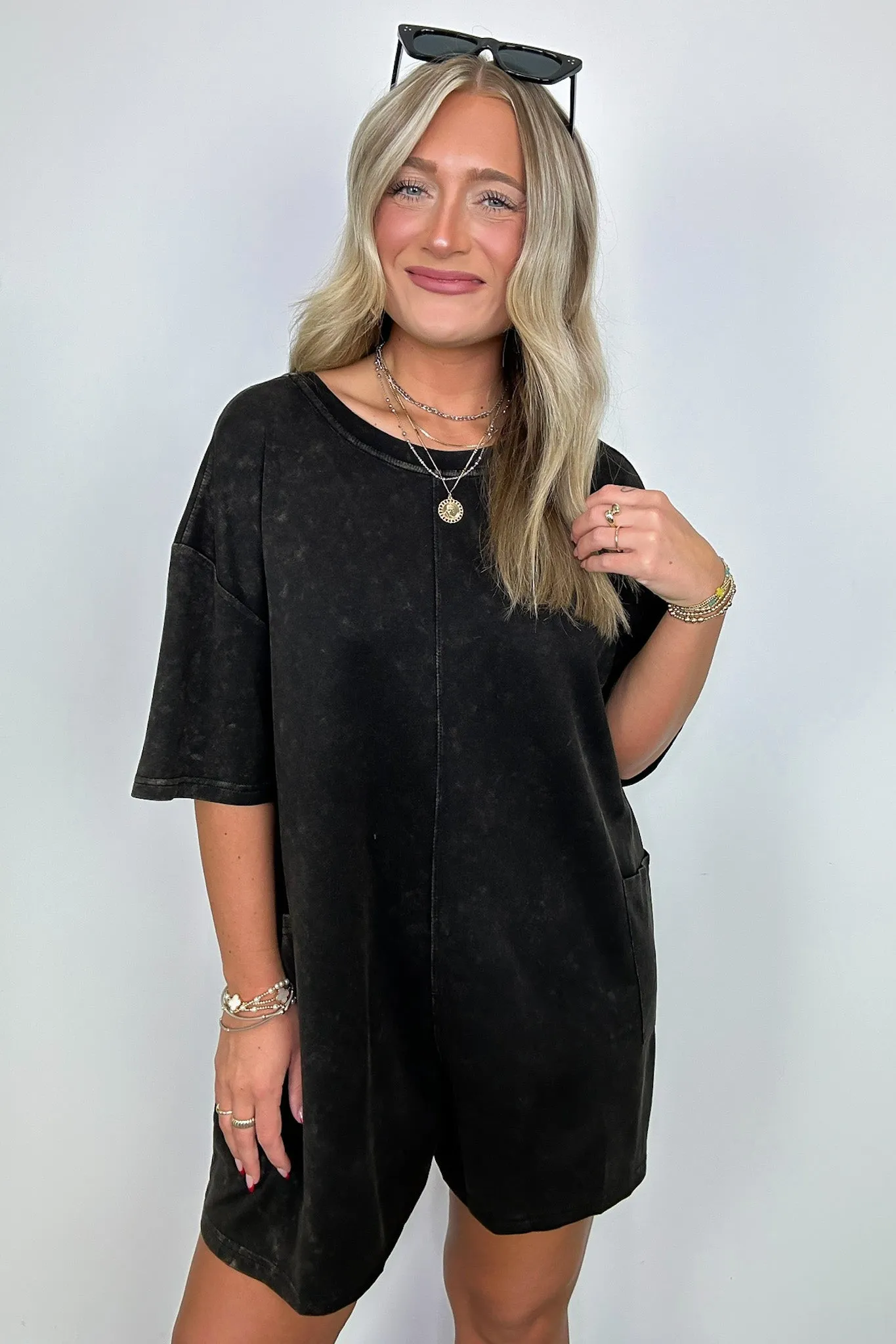 Capriana Mineral Wash Pocket Relaxed Romper