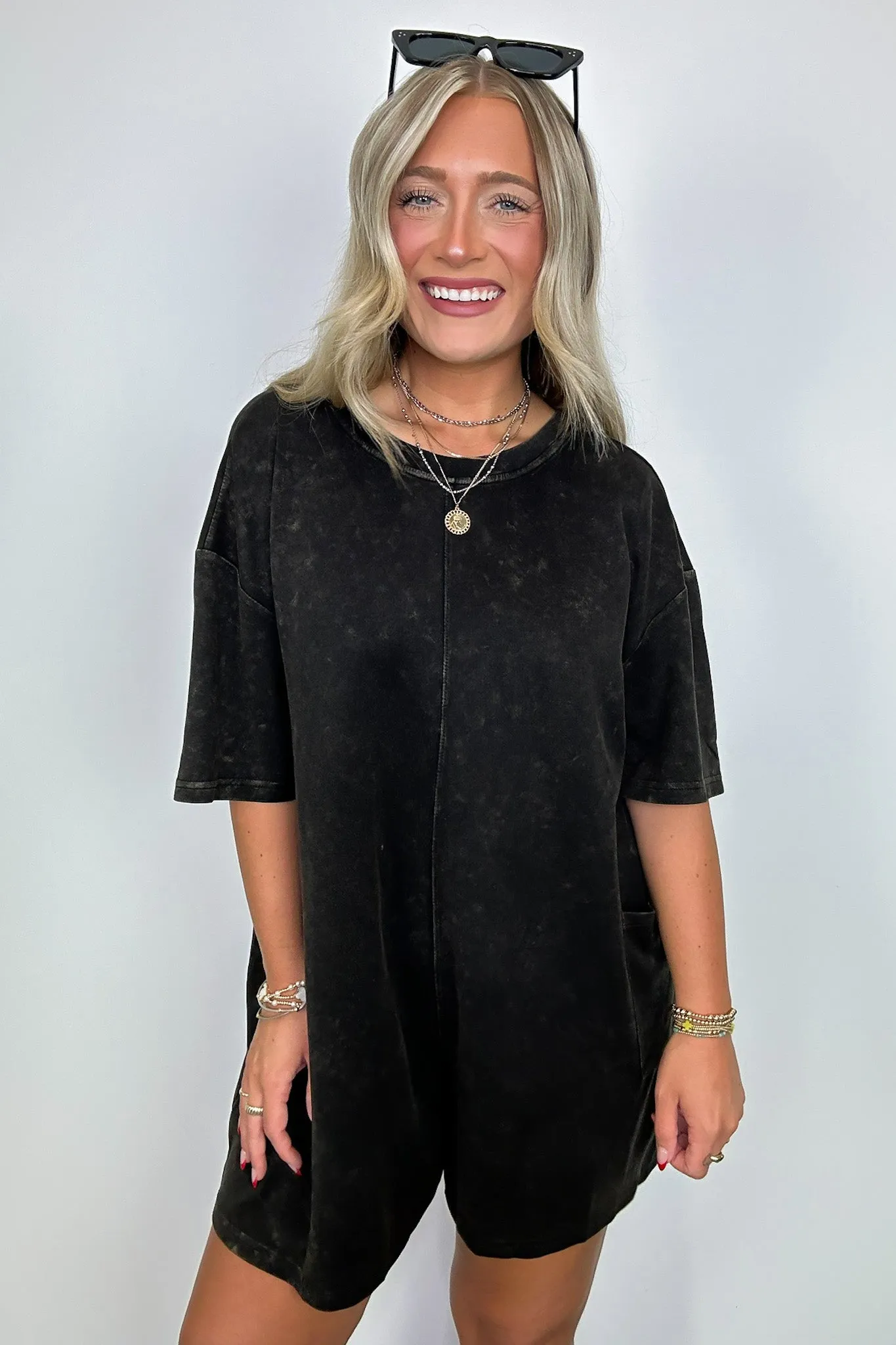 Capriana Mineral Wash Pocket Relaxed Romper