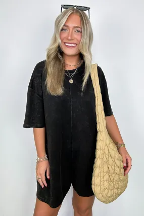 Capriana Mineral Wash Pocket Relaxed Romper