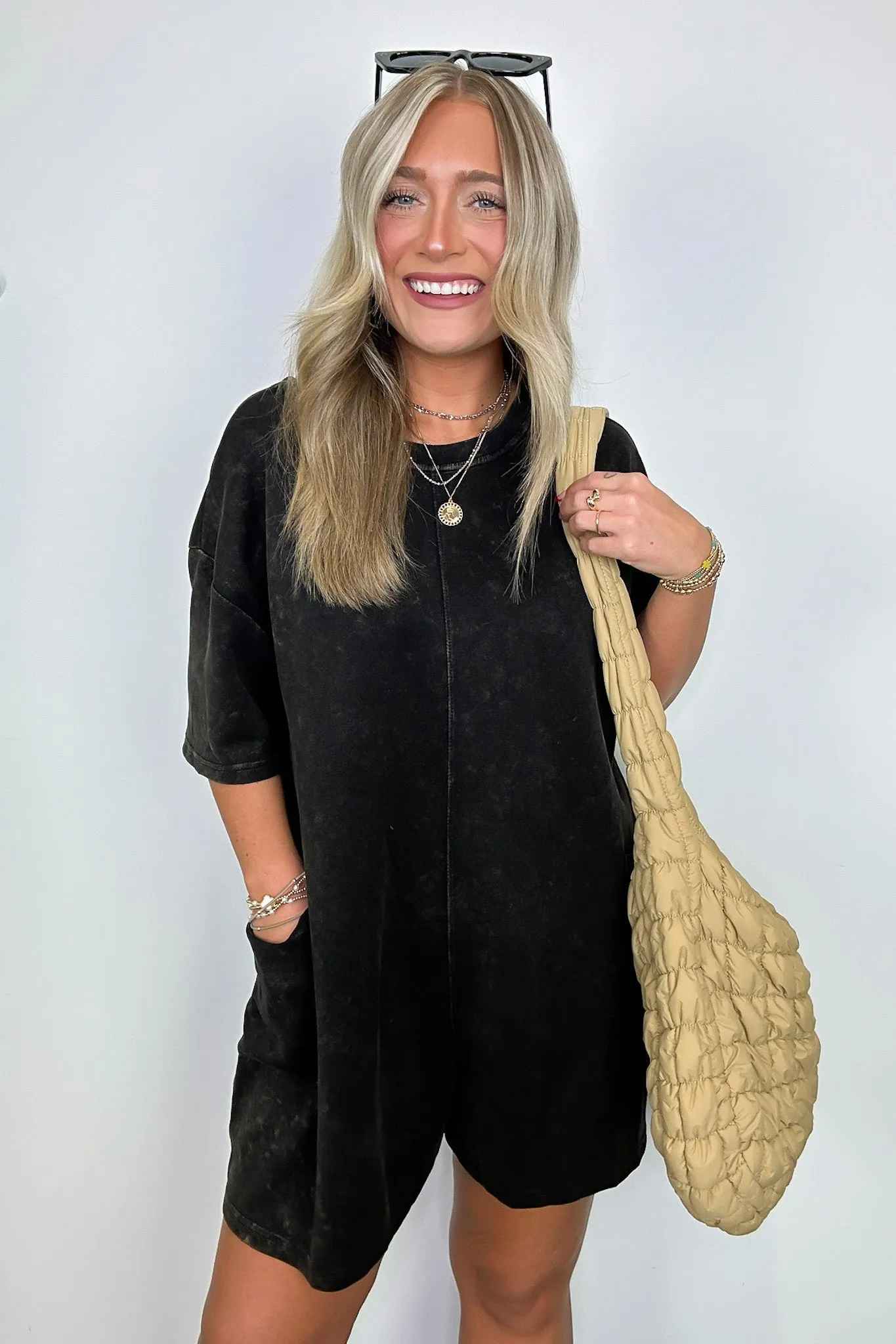Capriana Mineral Wash Pocket Relaxed Romper