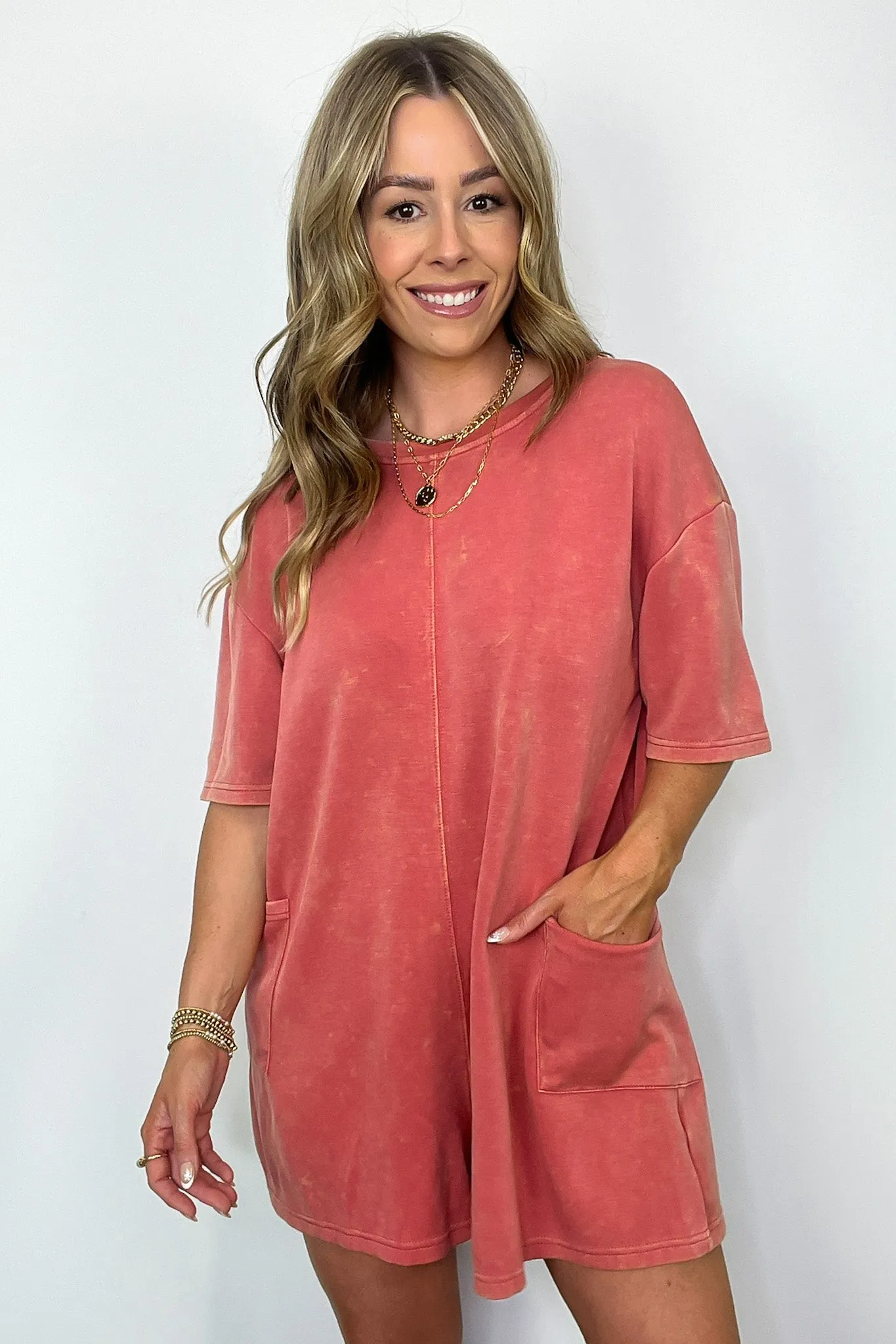 Capriana Mineral Wash Pocket Relaxed Romper