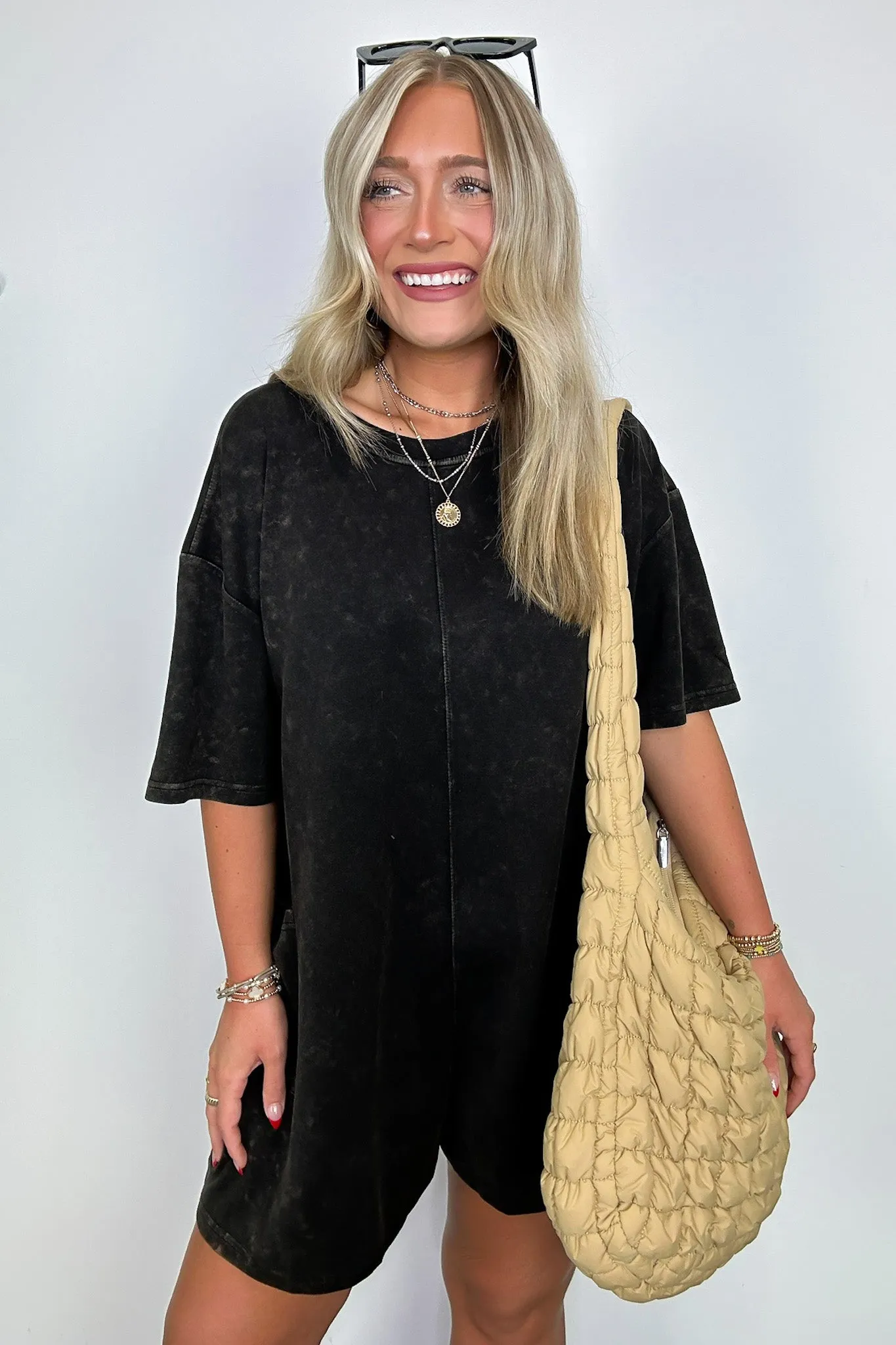 Capriana Mineral Wash Pocket Relaxed Romper