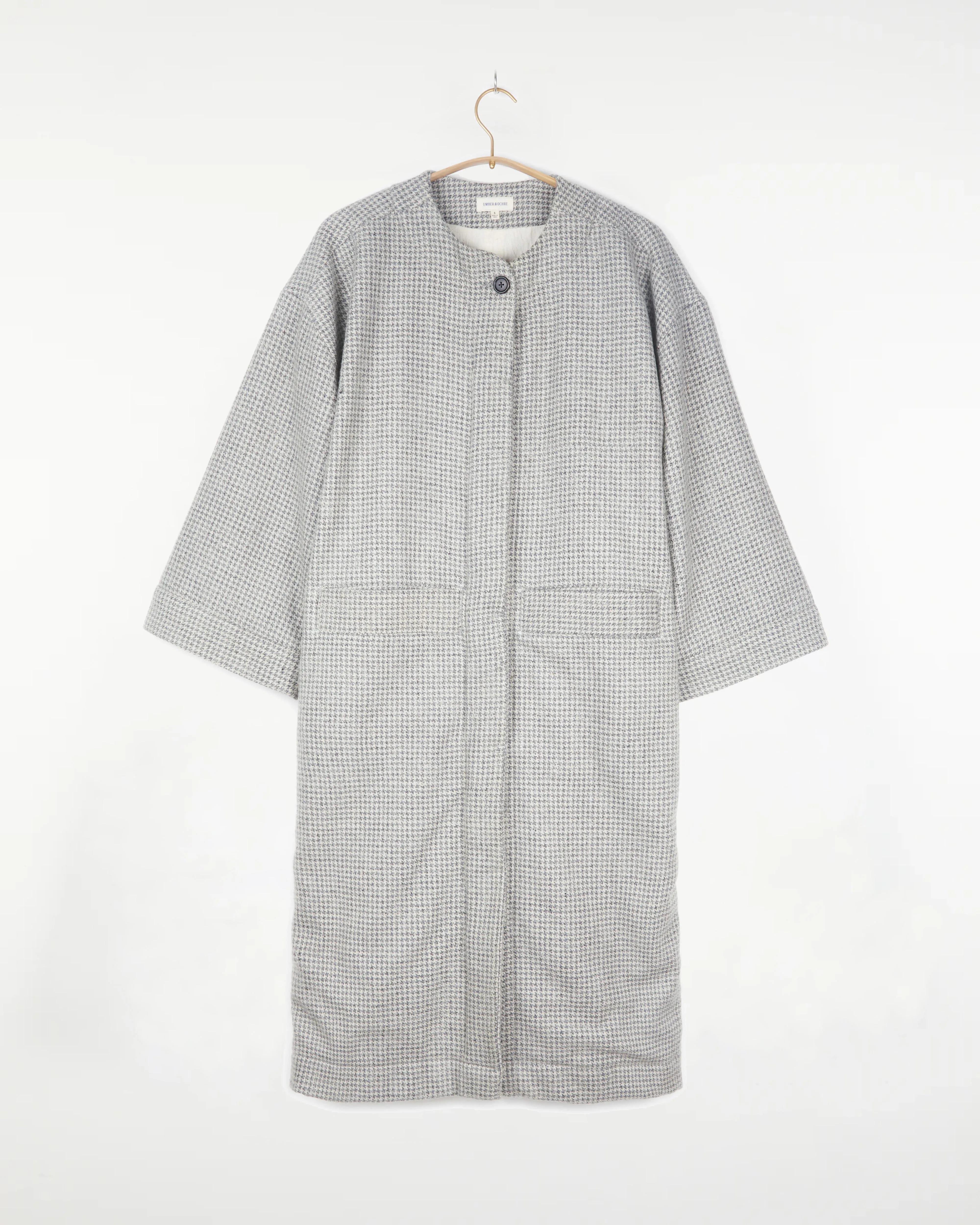 Chanda Overcoat Houndstooth Wool Grey