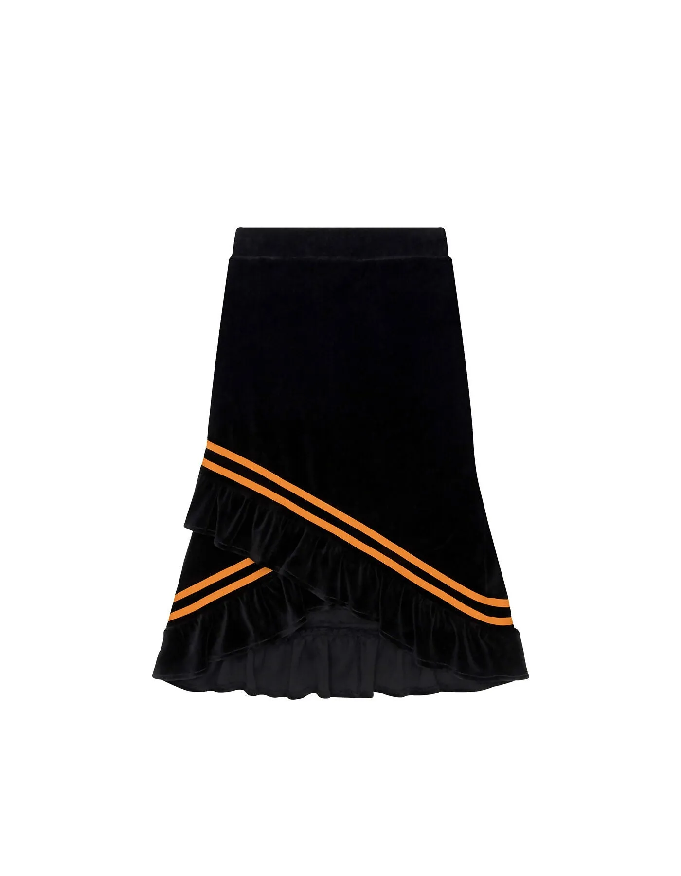 Color Strap Velour Frill Skirt