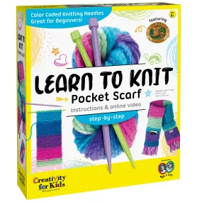Creativity for Kids Learn to Knit Pocket Scarf Kit