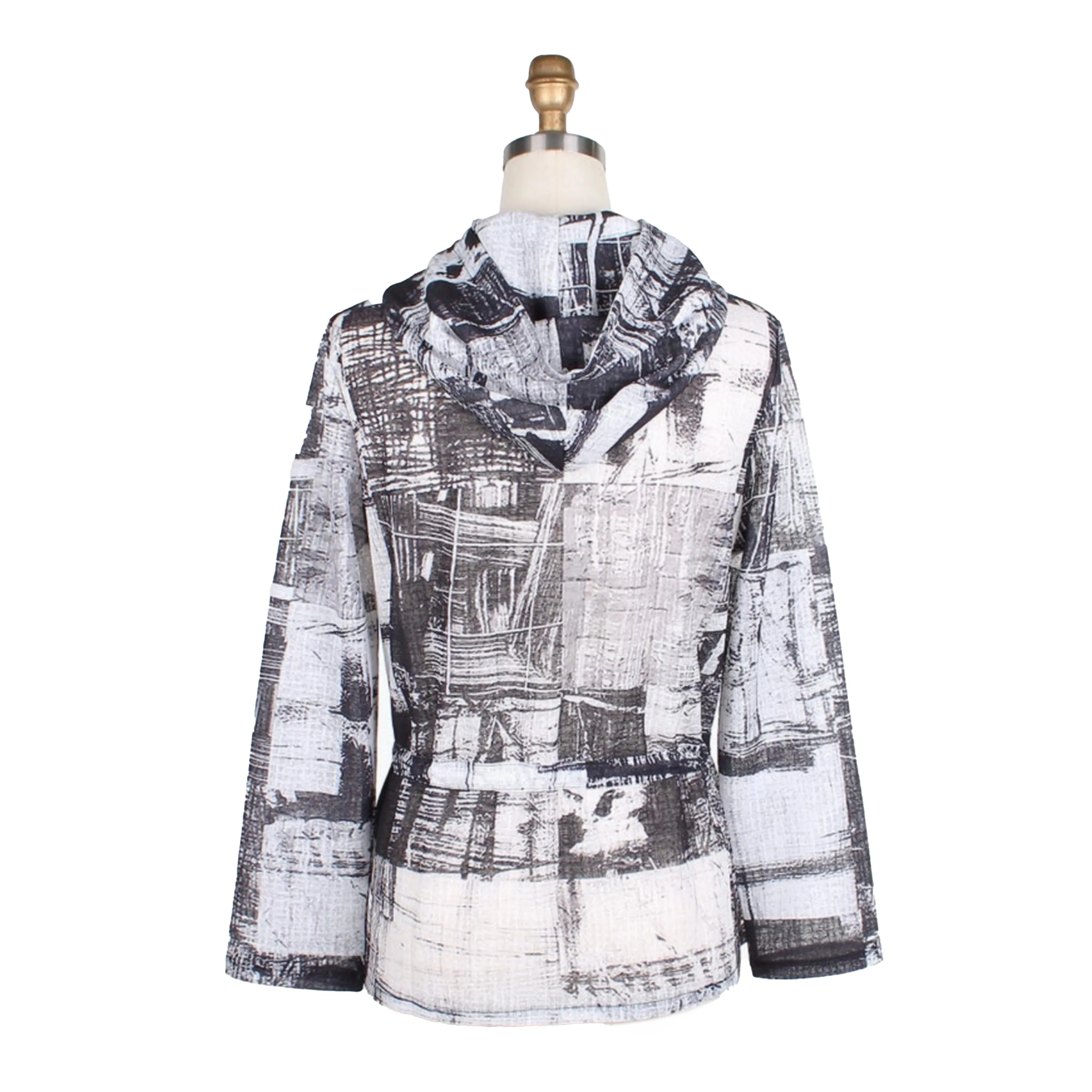 DAMEE ABSTRACT PRINT Semi-Sheer Hooded JACKET - 4727 - Sizes L - XXL